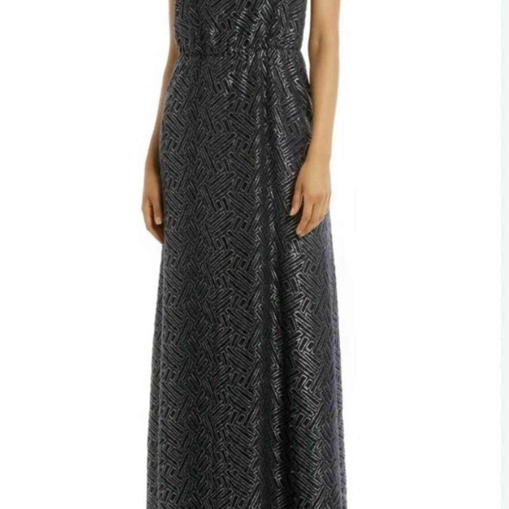 Lilly Pulitzer metallic and navy Maxi Dress